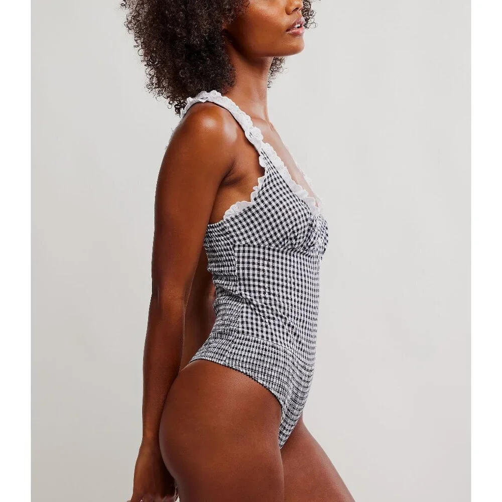 Free People Black and White Gingham Bodysuit - Picture 7 of 9